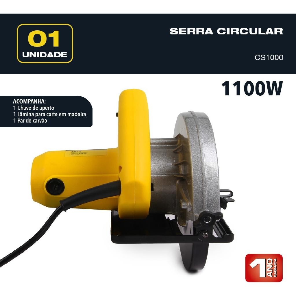 Serra Circular 7.1/4 Pol 185mm Para Madeira Profissional Frequência 60hz