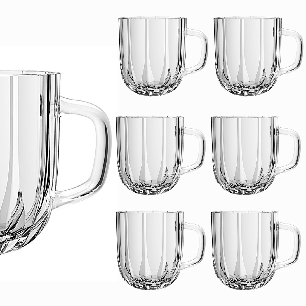 Jogo de 6 canecas de VIdro Refinatto 280ml Transparente