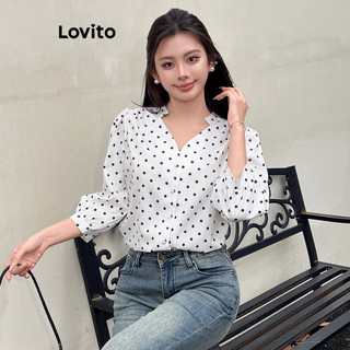 Lovito Blusa casual lisa colorblock para mulheres L104ED044 em Oferta na Shopee