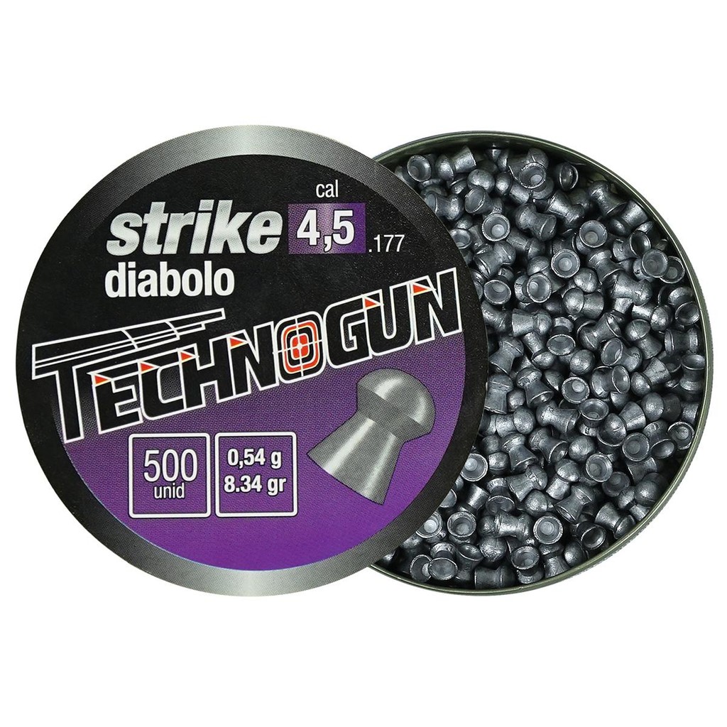 Lata de Technogun Strike Diabolo 8,57gr 500un. 4.5mm em Oferta na Shopee