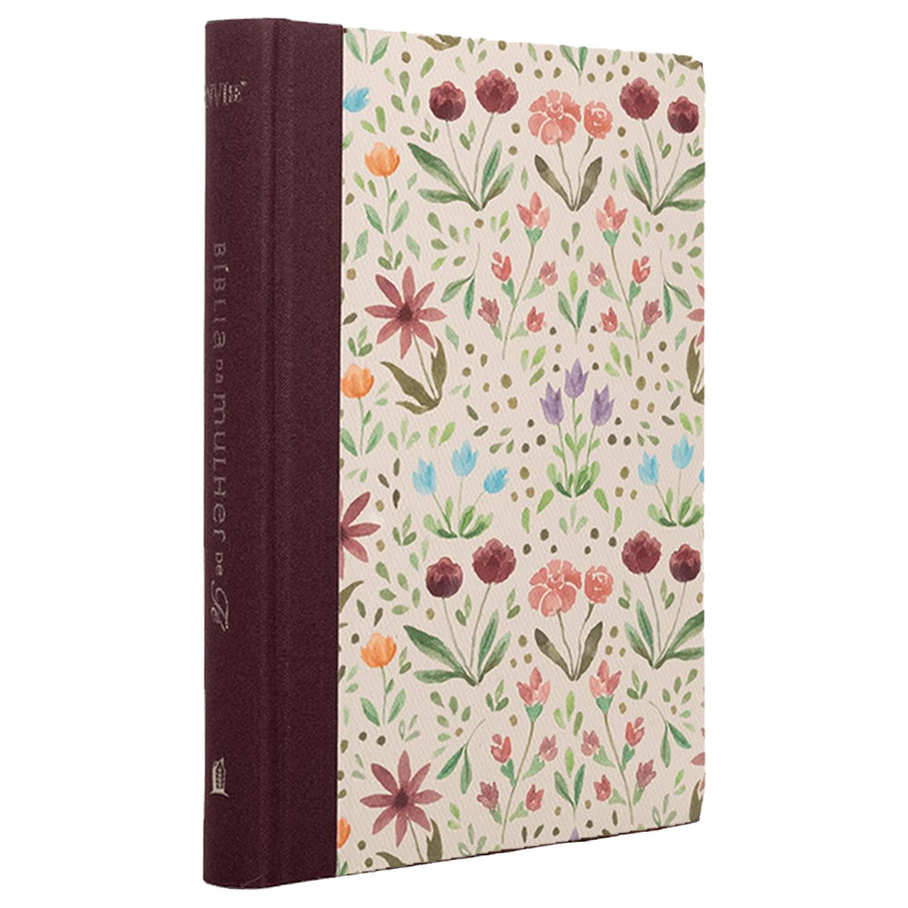 Bíblia da Mulher de Fé | NVI | Capa Dura | Letra Grande | Tecido V/nho Aquarela em Oferta na Shopee