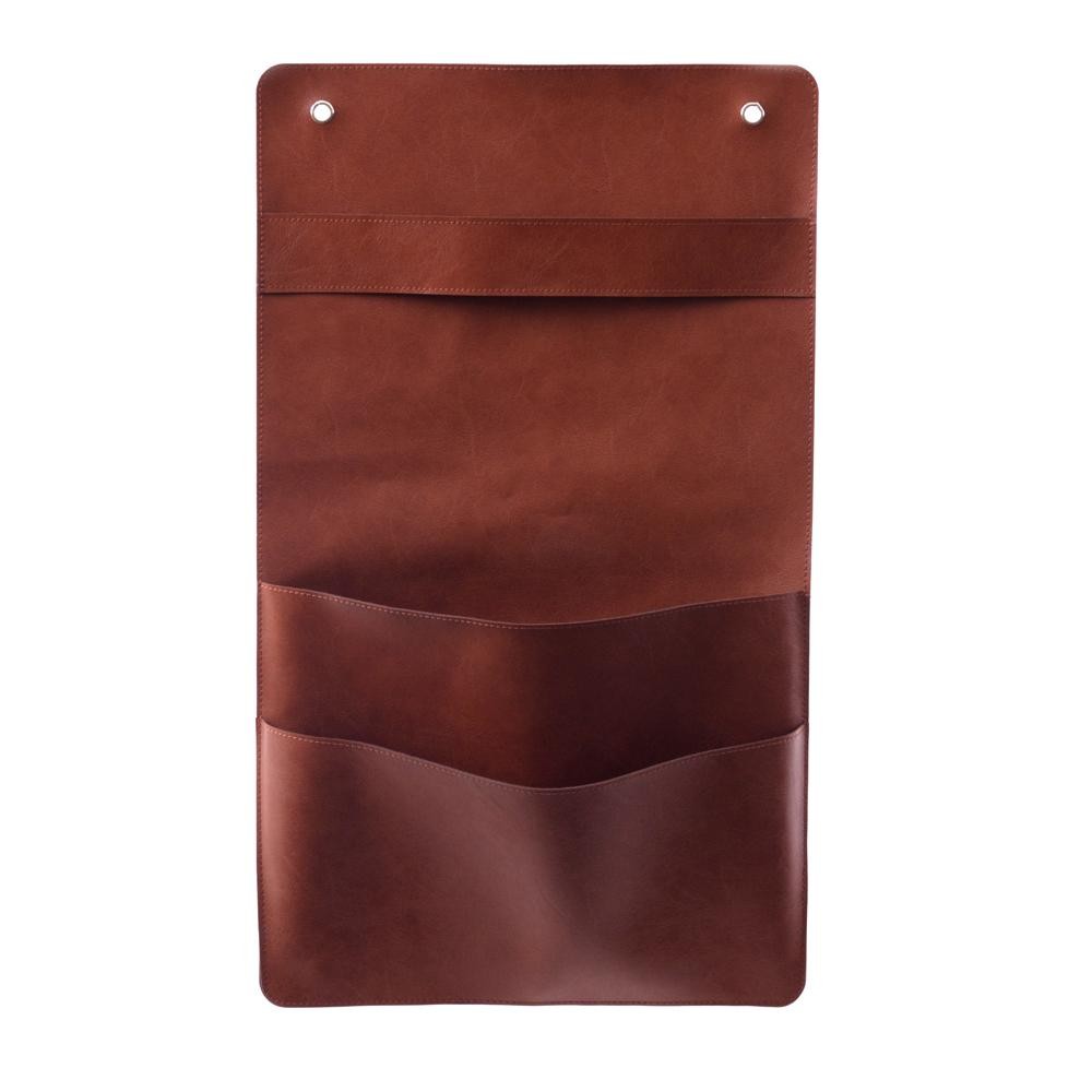 Revisteiro de Parede com 2 Bolsos Marrom