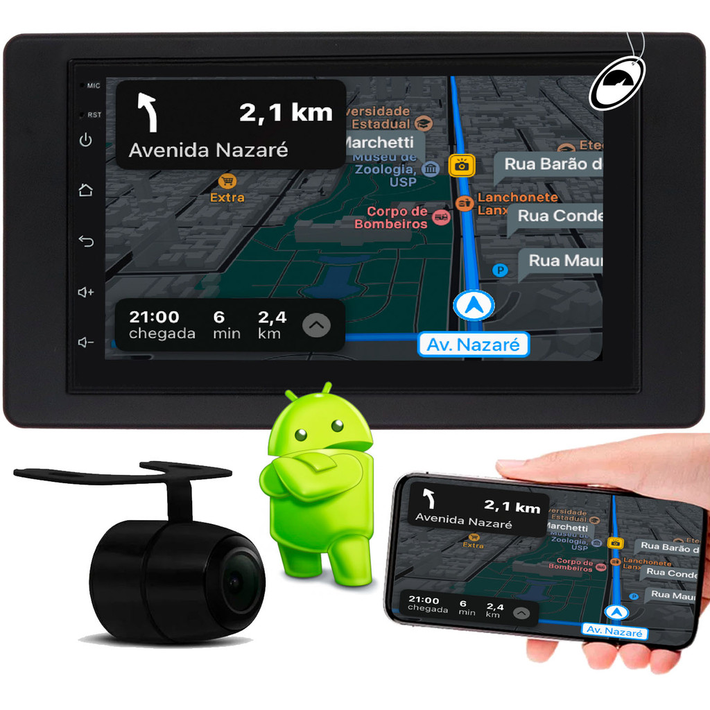 Multimidia 7" Polegadas Android Kangoo 1998 a 2018 Android Auto CarPlay Wi-Fi + Câmera de Ré
