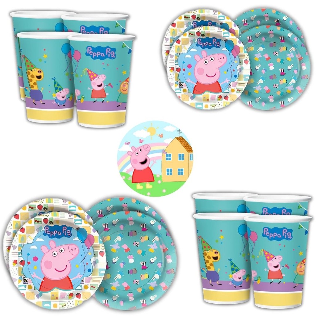 Kit Festa  PEPPA PIG  16 Pratos + 16 Copos Descartável 180 Ml Papel - REGINA em Oferta na Shopee