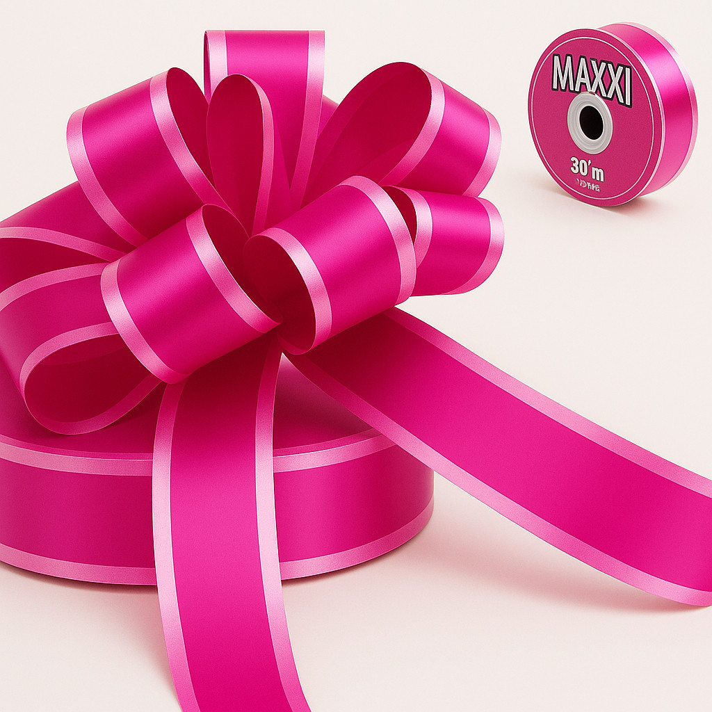 Fita Maxi Albano Rosa Embalagem Presente Decoração 32mm X 100m Laço
