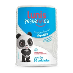 Algodão Quadrado Lunis Pequeninos c/ 50 Un – Não Solta Fiapos