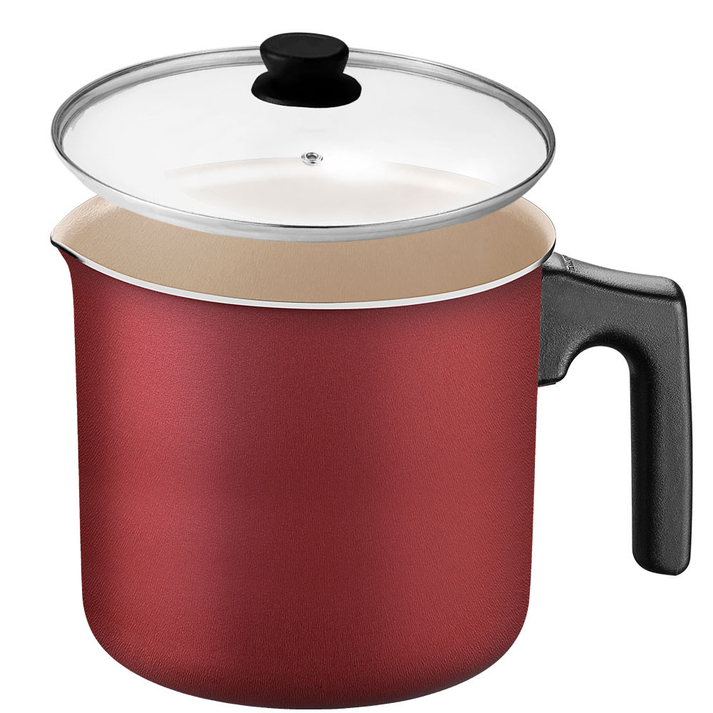 Fervedor com Tampa 12cm Tramontina Turim em Alumínio Antiaderente Vermelho 1,1 L