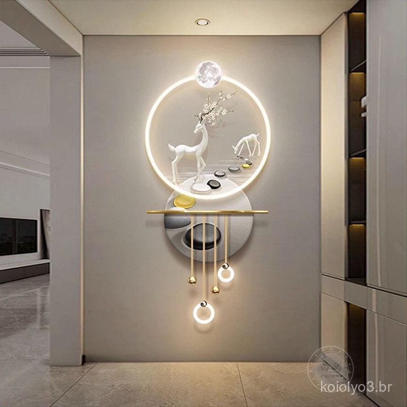 Entrance Decorative Painting Light Luxury Modern High-end led Lamp Wall Art Corridor Aisle...