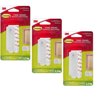 Kit com 3 Gancho para Quadros Command Branco Grande ATE 2,3KG 3M em Oferta na Shopee