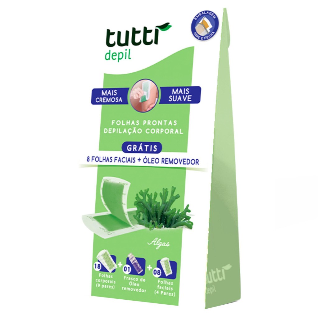 Folhas prontas cera depilação corporal 9 pares Tutti Depil em Oferta na Shopee