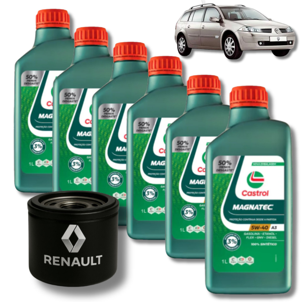 KIT TROCA DE ÓLEO 5W40 CASTROL 502 + FILTRO (MEGANE)