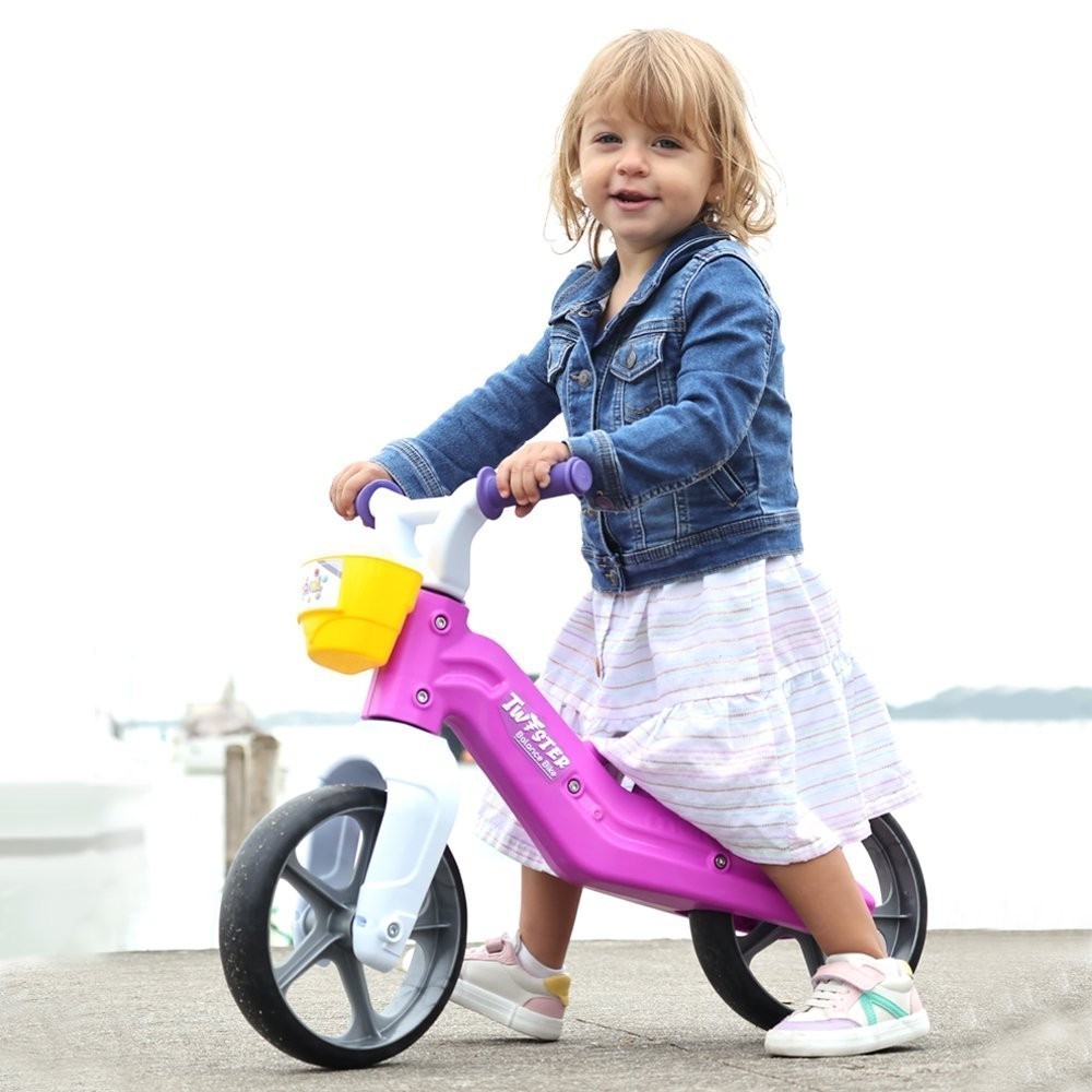 Bicicleta Infantil sem Pedal Rosa Azul Rua Equilíbrio Infantil Confortável e Seguro Brincar na Rua
