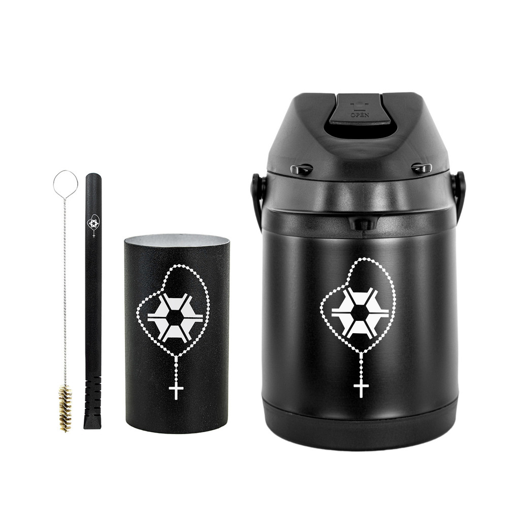 Kit Tereré Garrafa Térmica 2.5l Preta Bomba Preta Filete Preta Copo Redondo Preto em Oferta na Shopee
