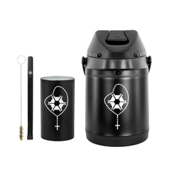 Kit Tereré Garrafa Térmica 2.5l Preta Bomba Preta Filete Preta Copo Redondo Preto