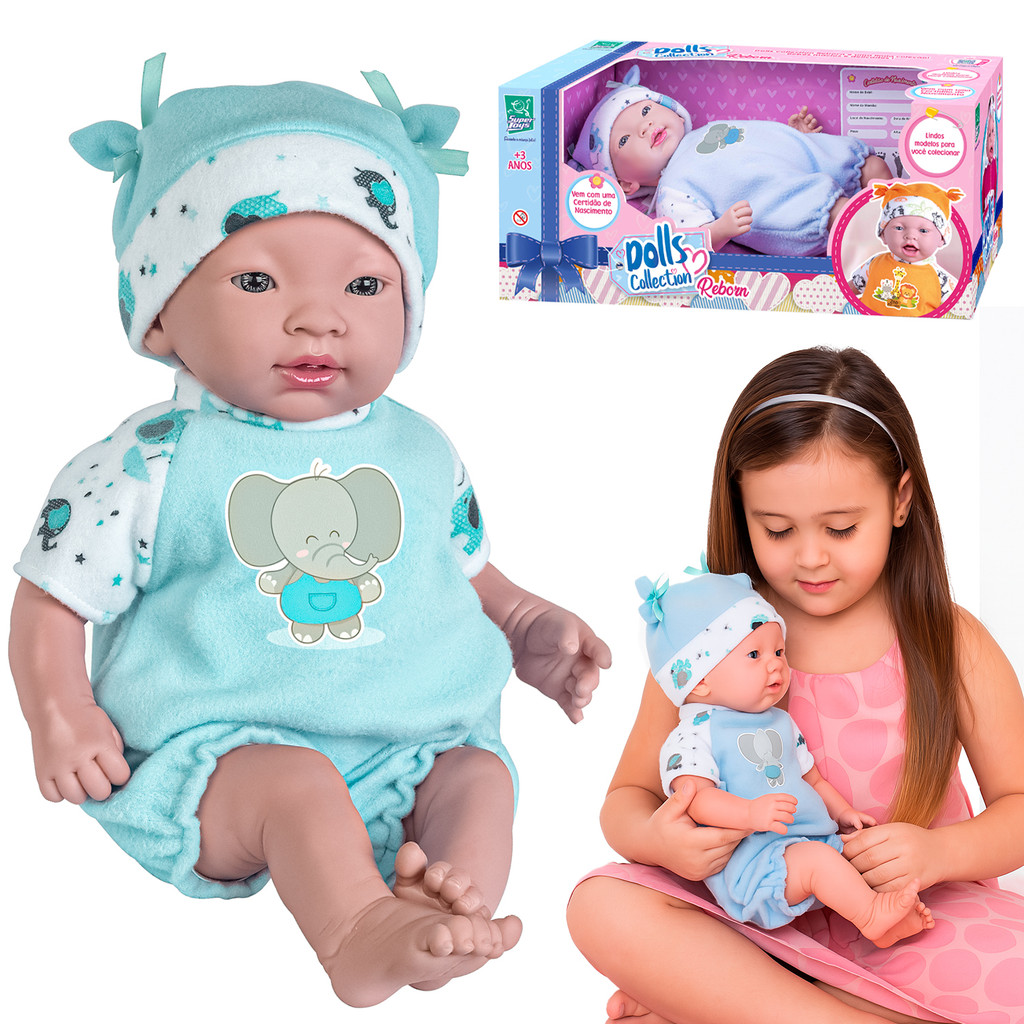 Bebê Reborn Boneca Dolls Collection Em Vinil Bebêzão Dolls Collection 458 - Super Toys