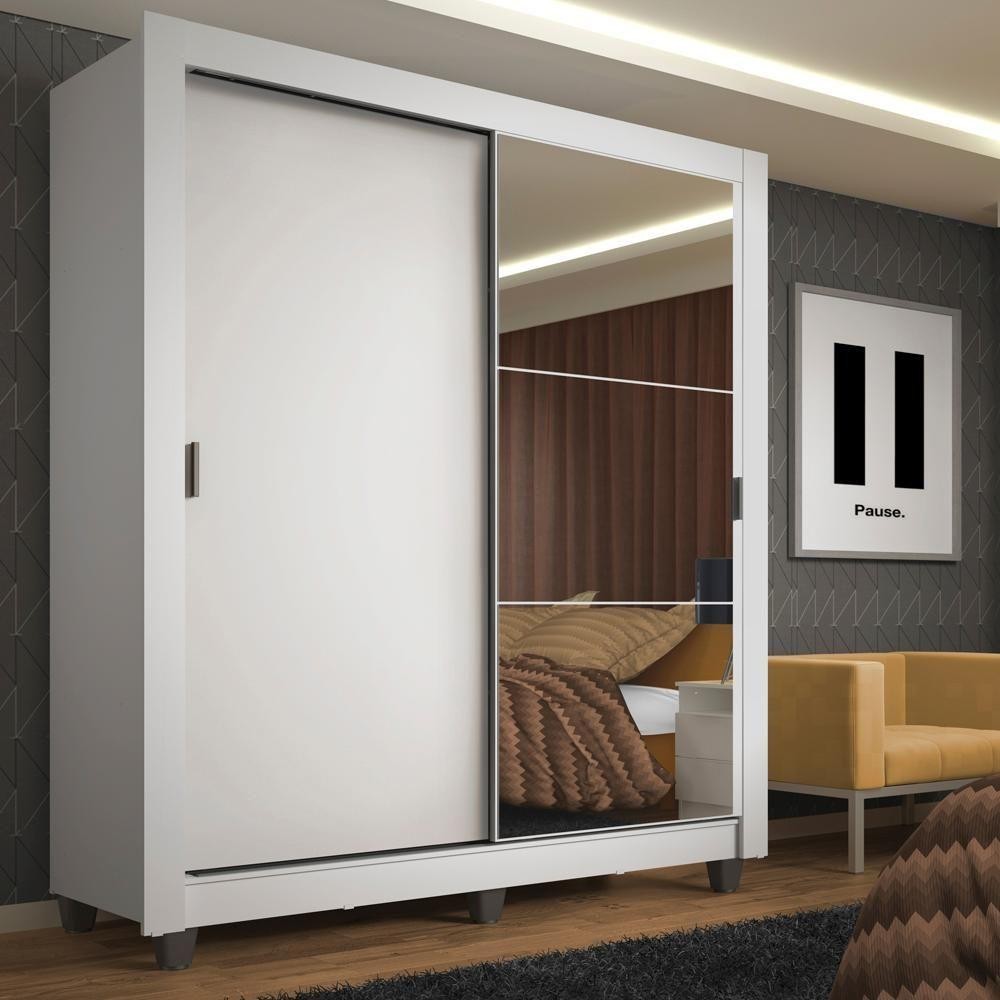 Guarda-roupa Solteiro Madesa Denver 2 Portas Correr Espelho em Oferta na Shopee