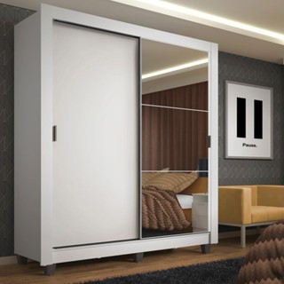 Guarda-roupa Solteiro Madesa Denver 2 Portas Correr Espelho em Oferta na Shopee