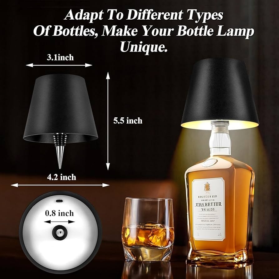 Luminária de Mesa Abajur Garrafa Led Iluminação Portátil Decoração 3 Tons Ajustável 99P