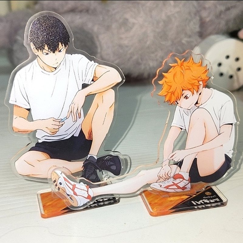 2 Pçs/Set 10 Cm Anime Haikyuu Acrílico mini Stand Figura Plate Hinata Shoyo Tobio Kageyama Cosplay Prop Decoração Desenh — imagem 2 de 2