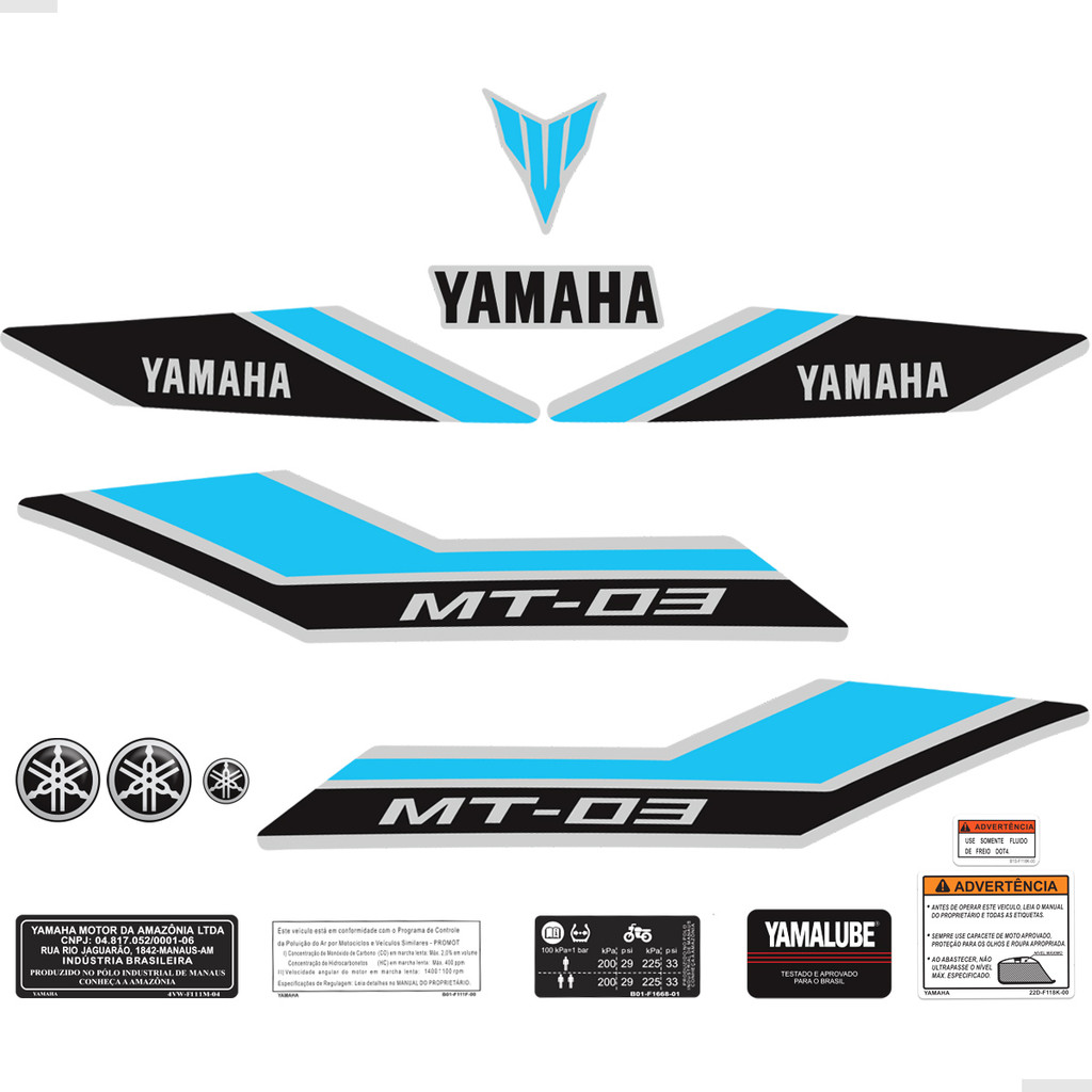 Kit Adesivos Para Yamaha MT-03 2025 Moto Prata + Emblemas em Oferta na Shopee