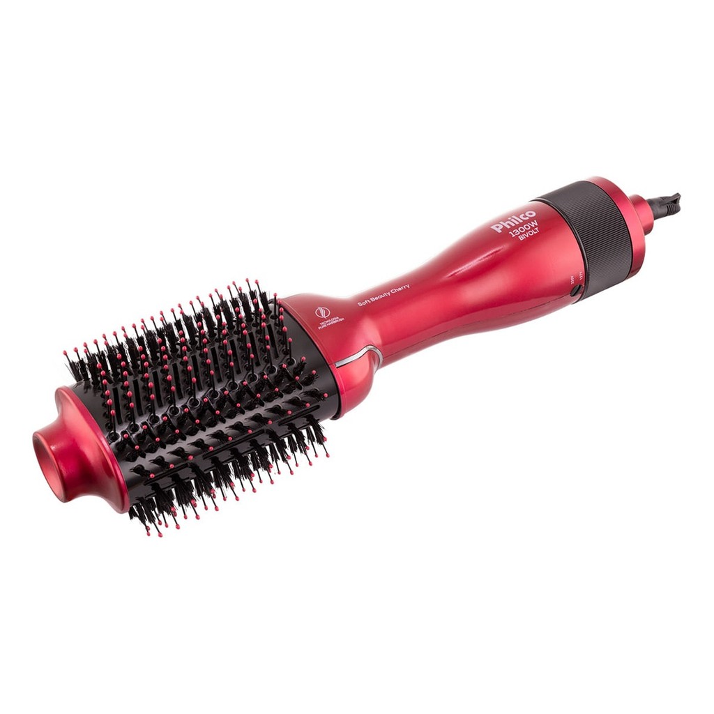 Escova Secadora De Cabelos Soft Beauty Cherry Philco Pec13 1300w 4x1 Seca, Alisa, Modela E Dá Volume