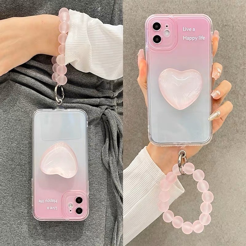 LEON CAPA POP SOCKET SUPORTE CELULAR DE CORAÇÃO VIDRO E CORRENTES