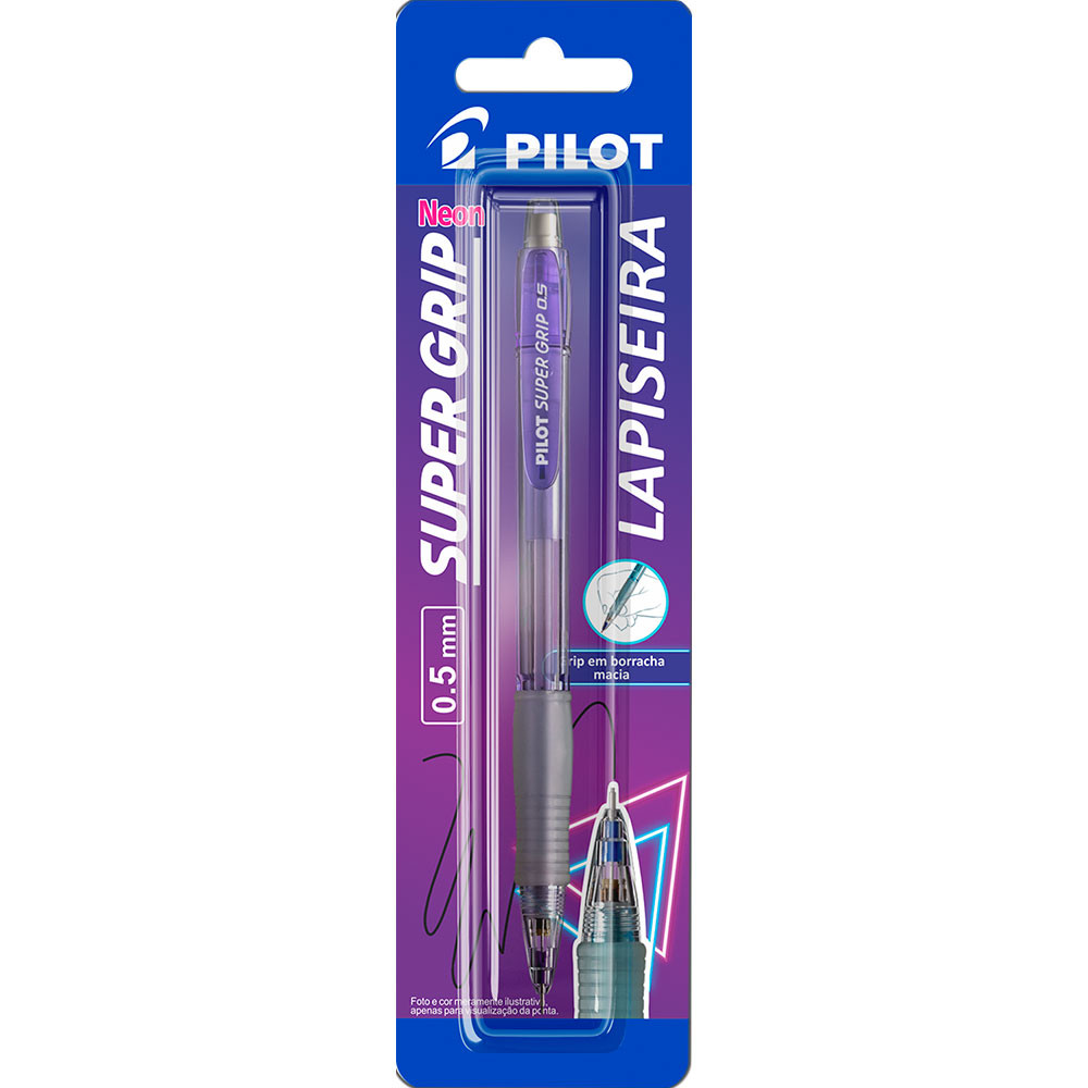 Lapiseira 0.5mm Super Grip Violeta Neon H-185 com 1 unidade Pilot