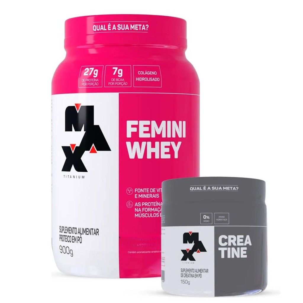 Kit Femini Whey 900g + Creatina 150g - Max Titanium