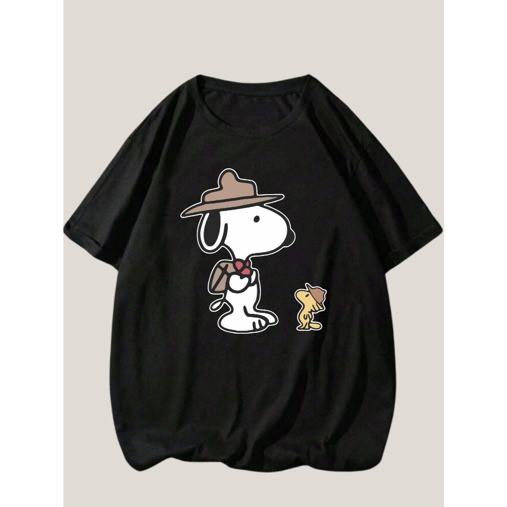 Camiseta Premium em AlgodãoI Camiseta Cartoon Snoopy Algodão Casual Blusa Feminina Estampado Moda Feminina