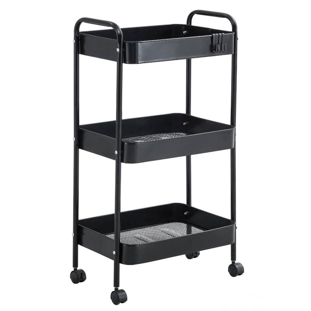 Carrinho organizador multiuso Gala 3 prateleiras Preto Conthey
