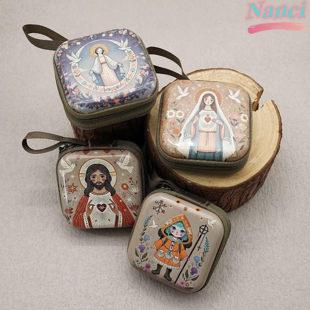 Saco De Armazenamento De Rosário De Oração NANCI , Caixa De Joias Cristãs Da Virgem Maria 7x7cm , Artigos Religiosos De em Oferta na Shopee