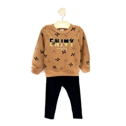 Conjunto Menina Blusão Moletom e Calça Molecotton Laço Paetê - Brandili