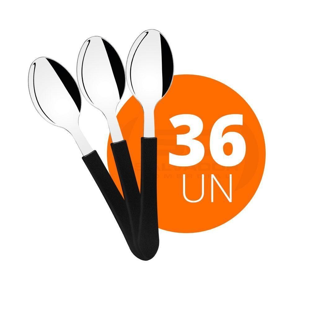 Kit - 36 Colheres De Sobremesa Leme Com Lâmina Em Aço Inox Cabo Preto Cspbag - Tramontina em Oferta na Shopee