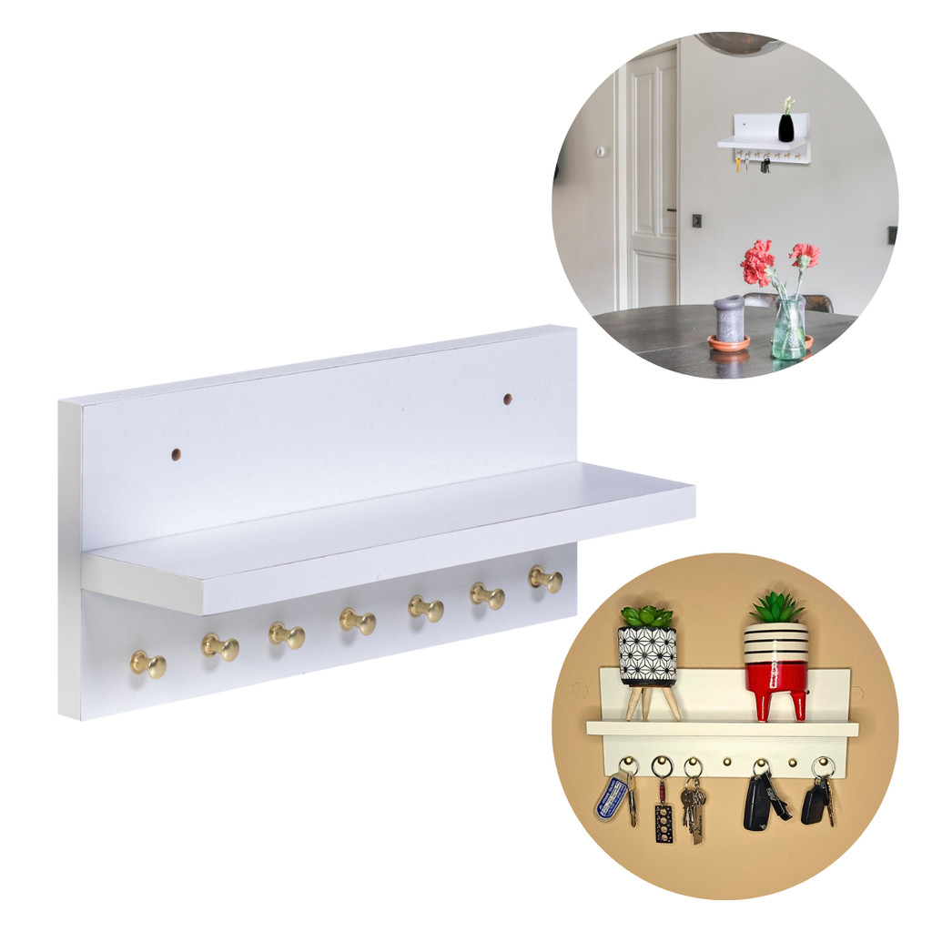 Porta Chaves para Sala Cozinha MDF Maritimo Prateleira Canaleta Para Decorações
