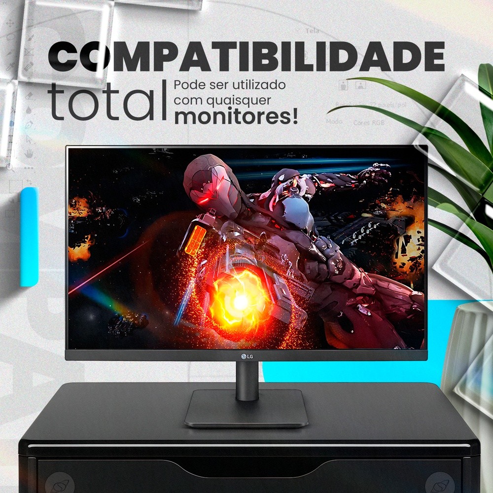 Suporte de Monitor de Madeira com 2 Gavetas Preto