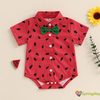Macacão Infantil De Verão Para Meninos Estampa De Melancia Gola Virada Baixo Camisa De Manga Curta,0-18 Meses em Oferta na Shopee