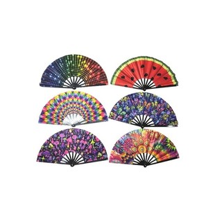 Leque Grande Dobrável Estampado Neon - 6 Estampas
