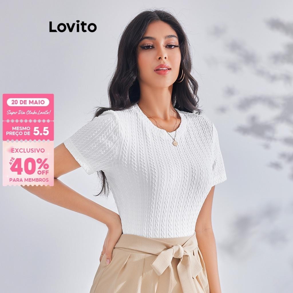 (Trendy) Lovito Camiseta Casual Lisa Básica Para Mulheres LBE03047 (Multicolorido) - Women Clothes
