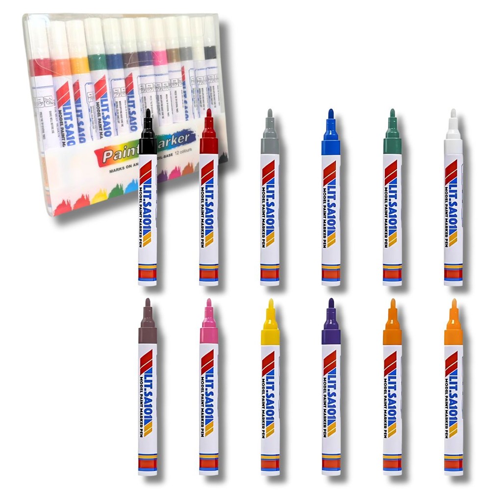 Kit Canetas Paint Marker 12 Cores – Permanente para Tecido, Vidro