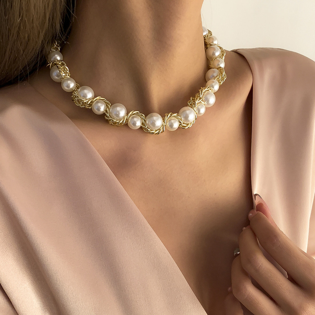 Gargantilha de pérola curta elegante para mulheres, colares de colarinho na moda, joias no pescoço, acessórios de moda