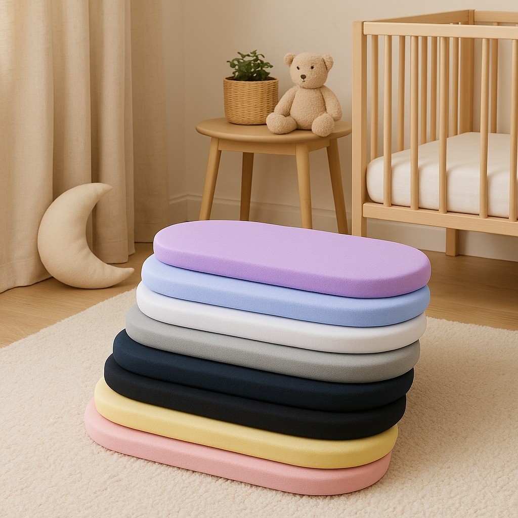 Colchão Oval Para Berço Moises 78x32cm Carrinho Colchonete Bebe Com Capa