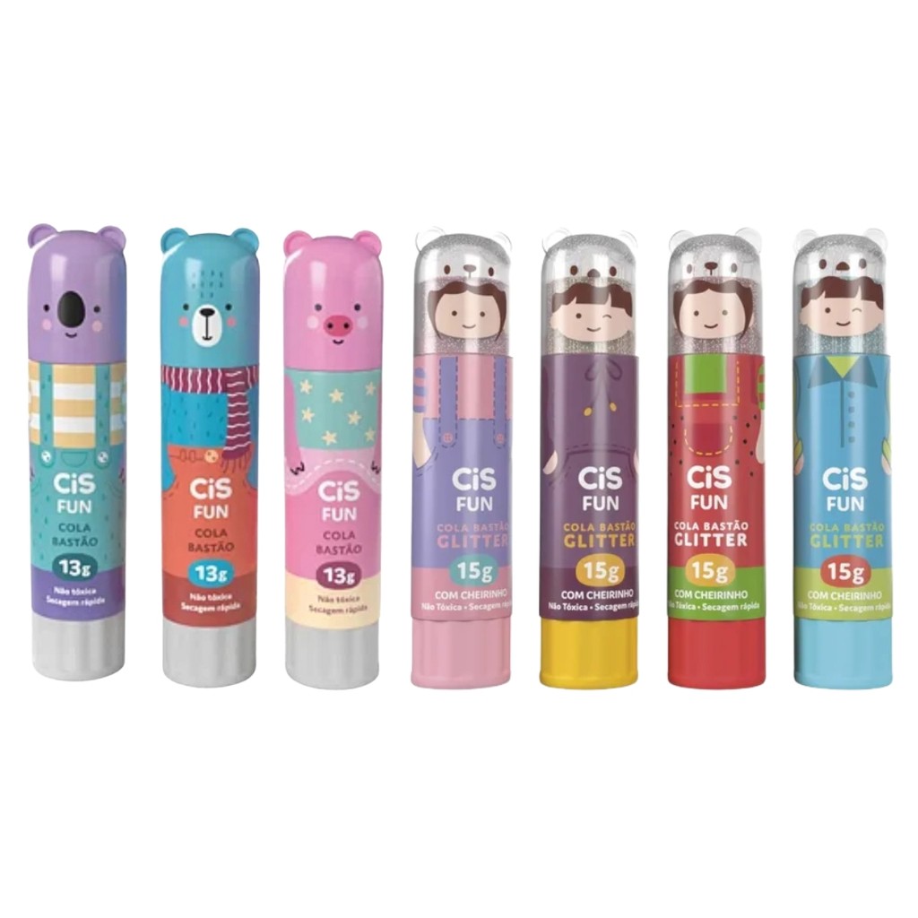 Cola Bastão Cis Fun Bichinhos Glitter com Cheirinho Perfumada Escolar em Oferta na Shopee
