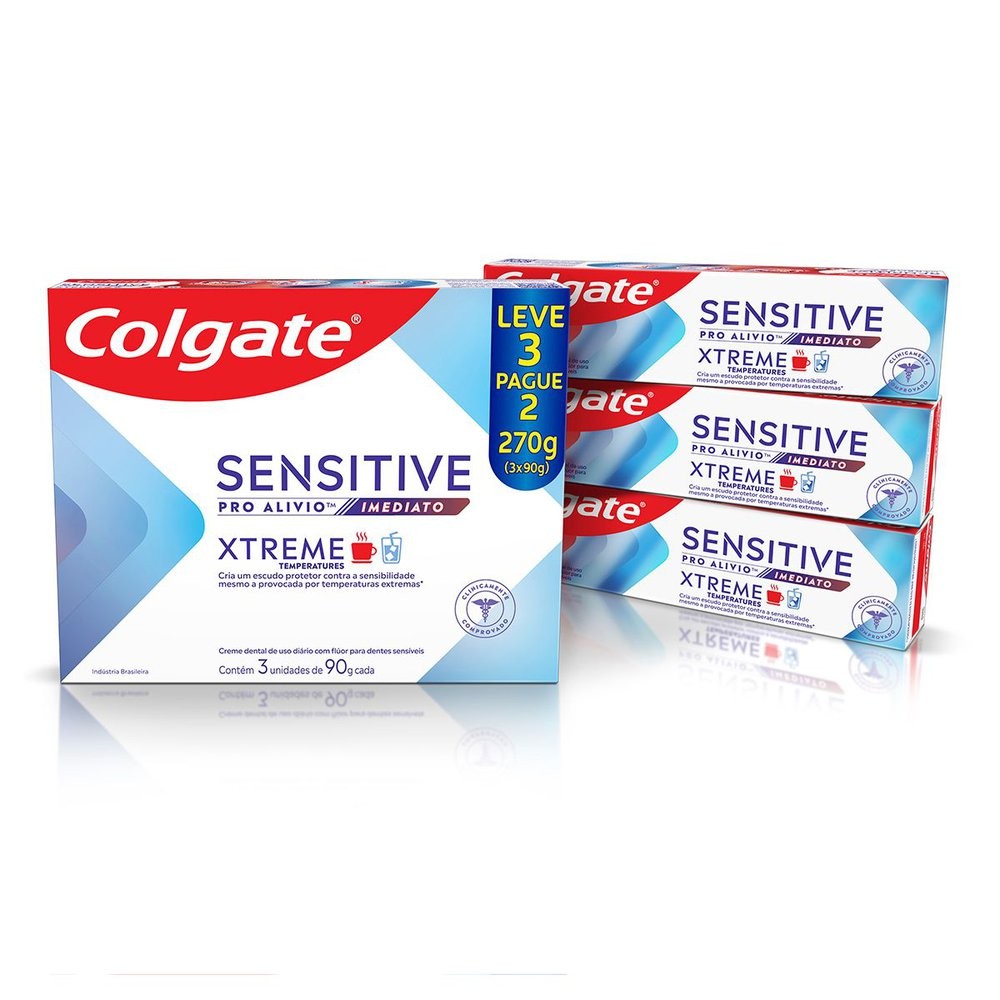 Creme Dental Colgate Xtreme Sensitive Pro-Alívio Imediato Caixa 270g com 3 Unidades - Health