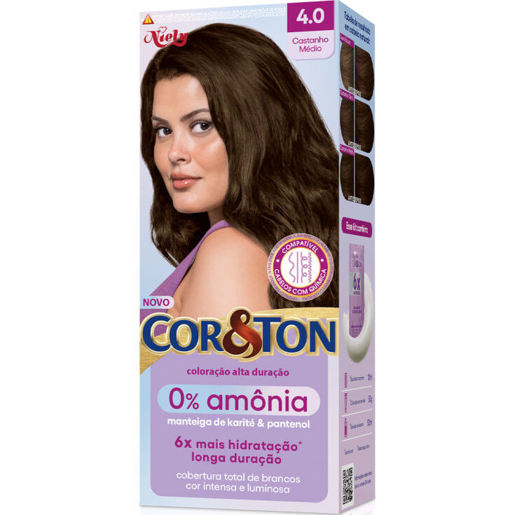 Tintura Cor & Ton 0% Amônia  Castanho Médio 4.0 - Beauty