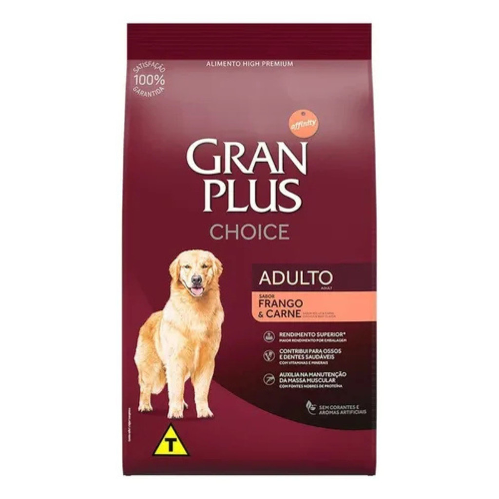 Ração Gran Plus Choice Cães Adultos Frango E Carne 10,1kg em Oferta na Shopee