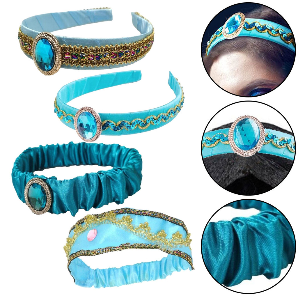 Brighthor Filme Aladdin Jasmine Princesa Mulheres Menina Bonito Renda Azul Simples Tiara Headpiece Acessórios De Hallowe em Oferta na Shopee