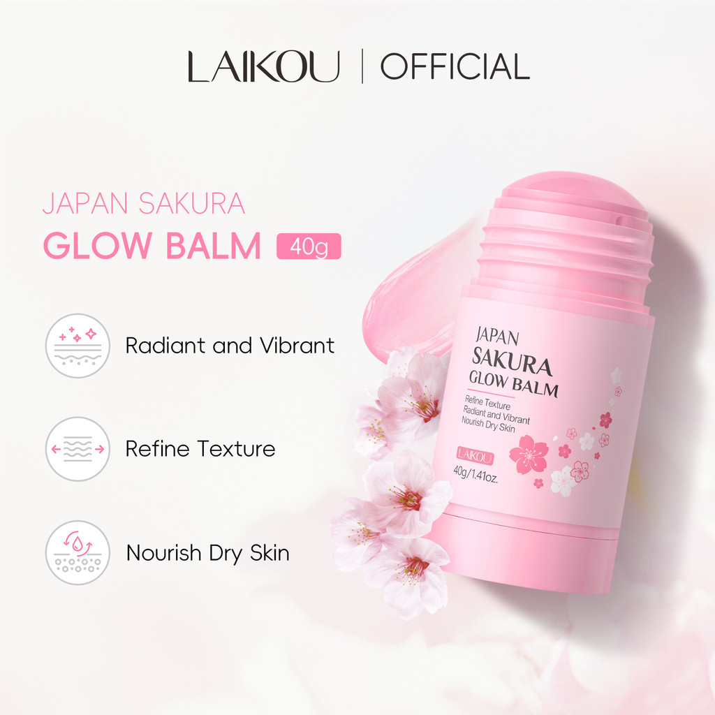 LAIKOU Japão Sakura Glow Balm 40g-Preenche Rugas Finas , Dá Brilho Orvoso Para Pele Seca , Luminosidade Natural