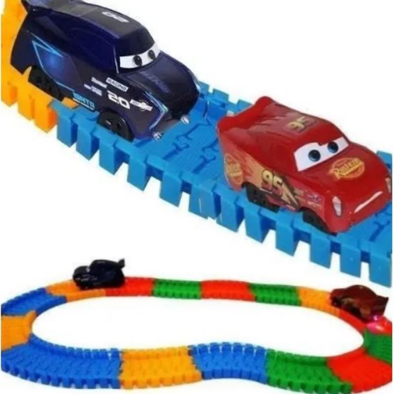 Pista Com Carrinho Mcqueen Led Trilha Maluca P/montar 56 Promoção - Entrega Imediata em Oferta na Shopee