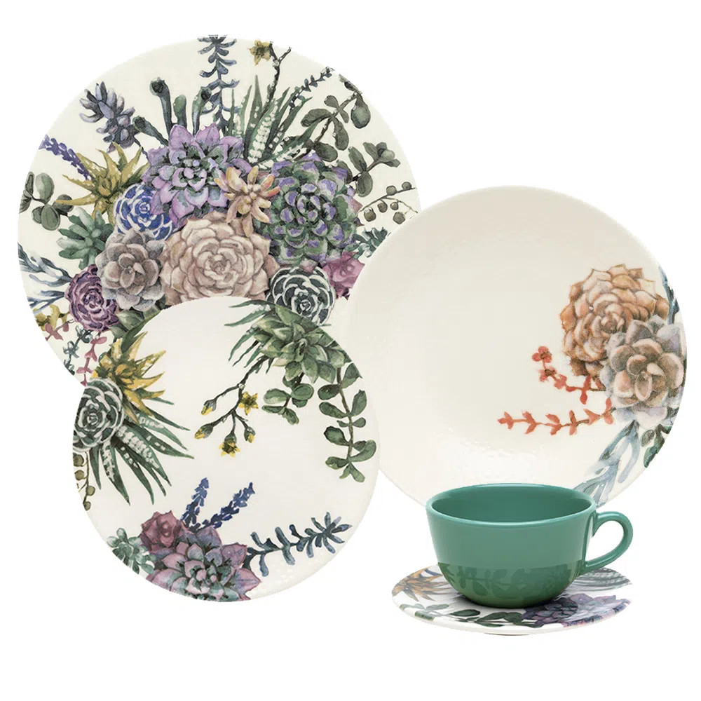Aparelho De Jantar E Chá De Cerâmica Unni Bothanica 20 Peças