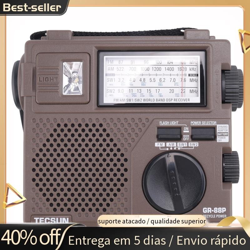 TECSUN GR-88P Receptor De Rádio Digital Luz De Emergência Dínamo Com Alto-Falante Embutido Manual De Energia